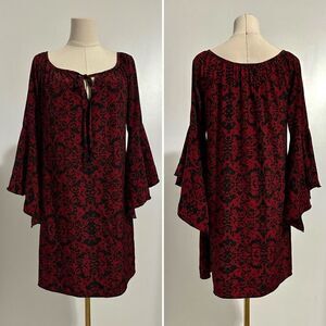 R.Rouge Gothic Bell Sleeve Shift Dress Sz Small Witchy Whimsigoth Vampire